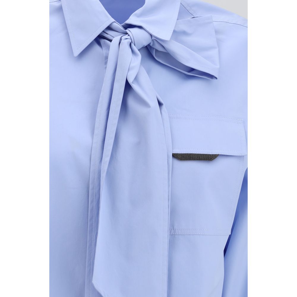 Brunello Cucinelli Blue Cotton Dress Shirt - Luxe Nova
