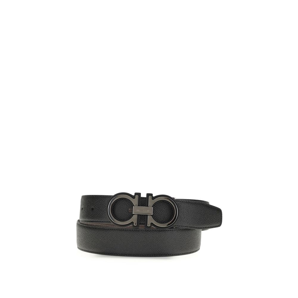 Ferragamo Black Calf Leather Bos Taurus Regular Belt - Luxe Nova