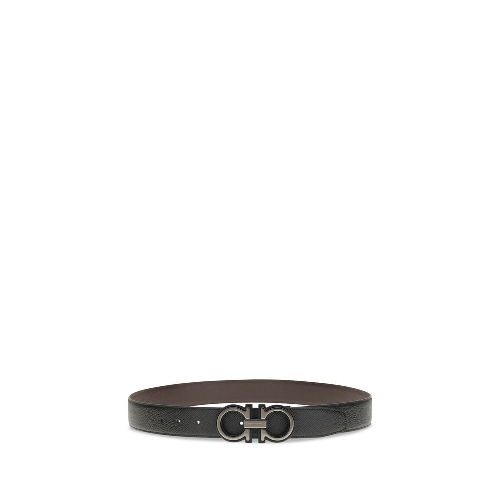Ferragamo Black Calf Leather Bos Taurus Regular Belt - Luxe Nova