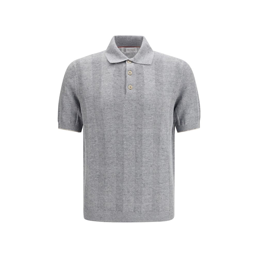 Brunello Cucinelli Gray Linen Polo Shirt - Luxe Nova