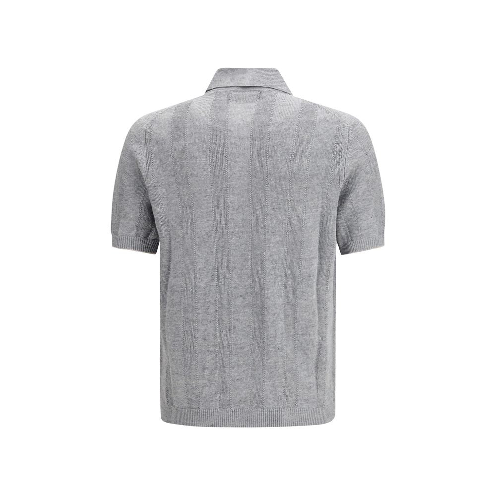 Brunello Cucinelli Gray Linen Polo Shirt - Luxe Nova