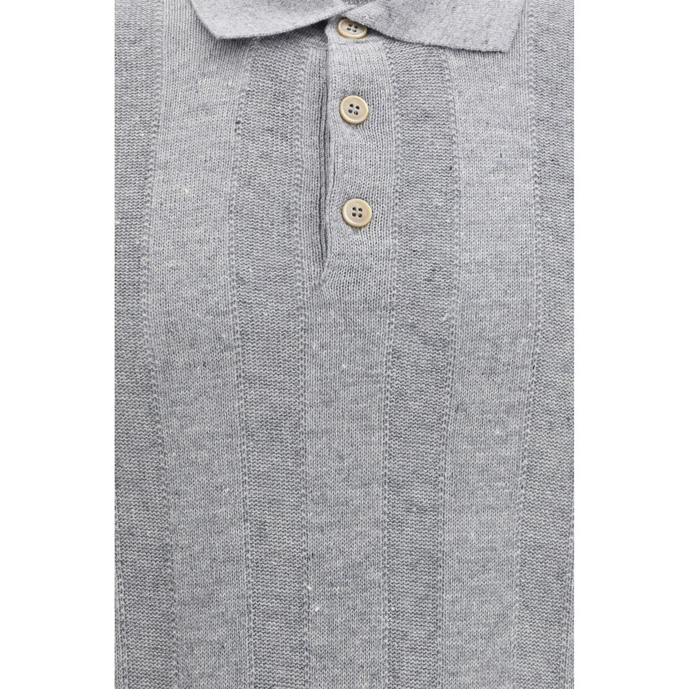 Brunello Cucinelli Gray Linen Polo Shirt - Luxe Nova