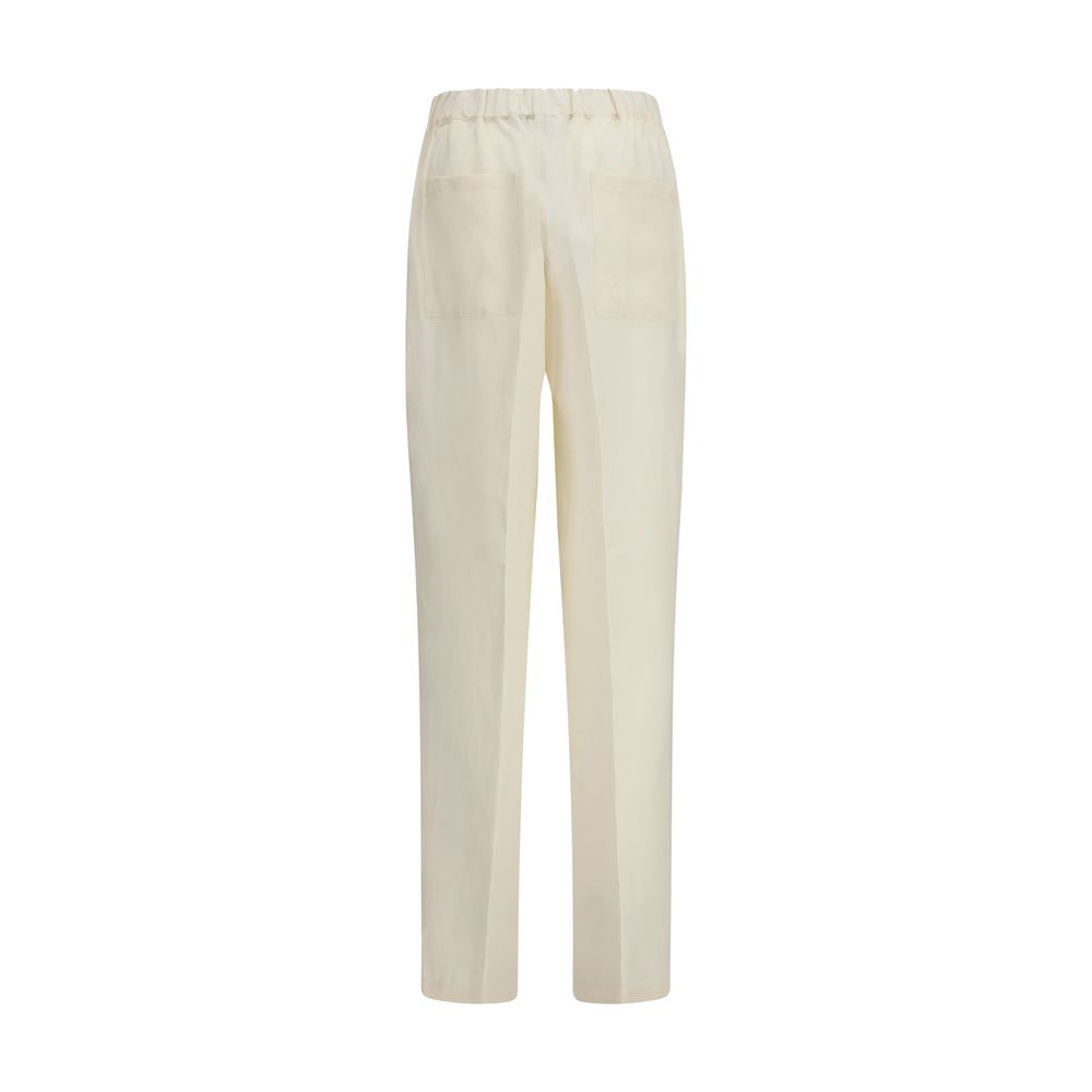 Laneus Beige Viscose Casual Pants - Luxe Nova