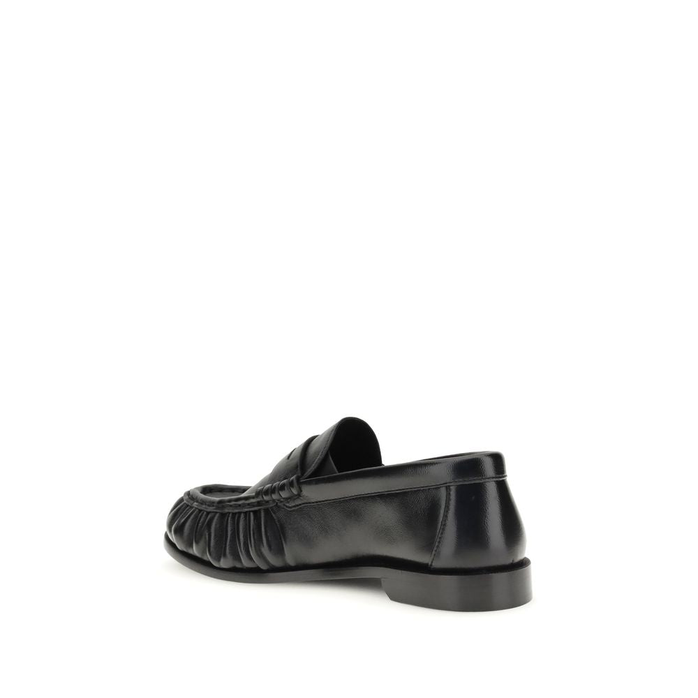 Saint Laurent Black Lamb Ovis Aries Aries Slip-On Loafers - Luxe Nova