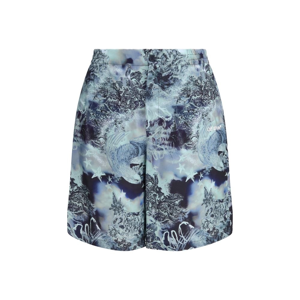Off-White Multicolor Viscose Bermuda Shorts - Luxe Nova