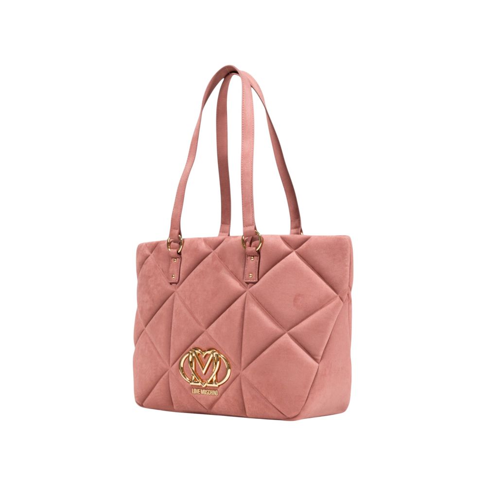 Love Moschino Pink Suede Leather Handbag - Luxe Nova