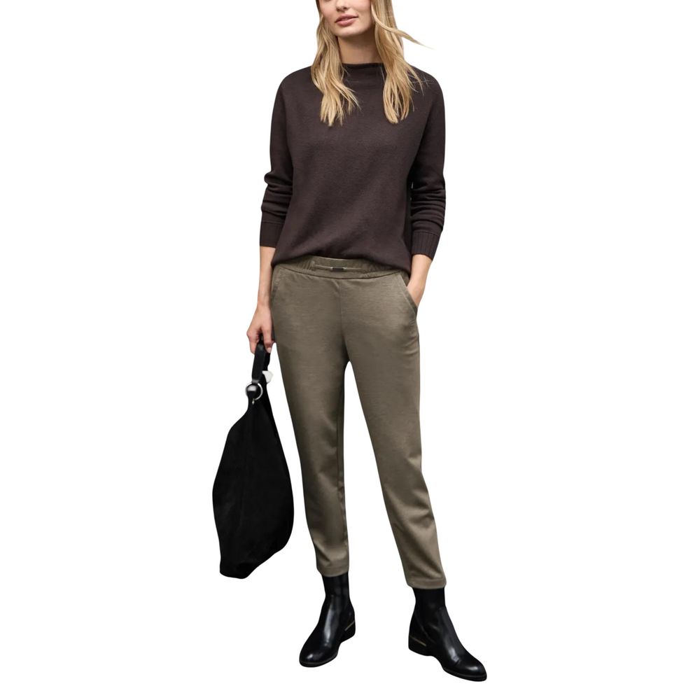 Street One Brown Polyester Casual Pants - Luxe Nova