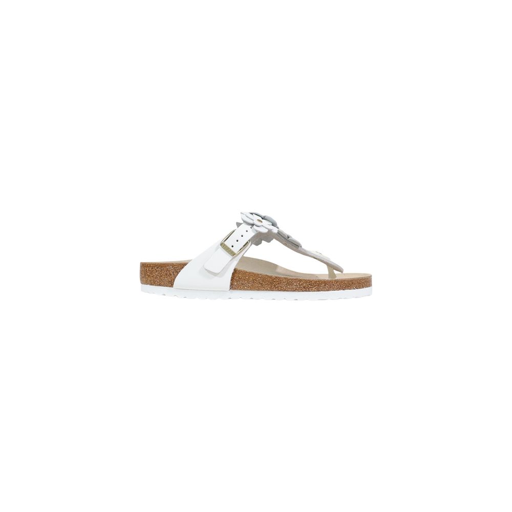 Birkenstock White Leather Flat Sandals - Luxe Nova