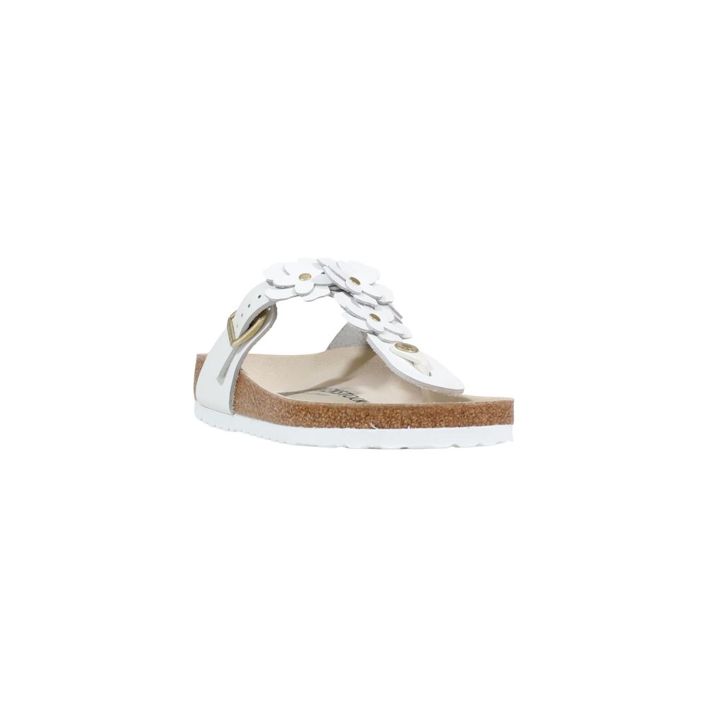 Birkenstock White Leather Flat Sandals - Luxe Nova