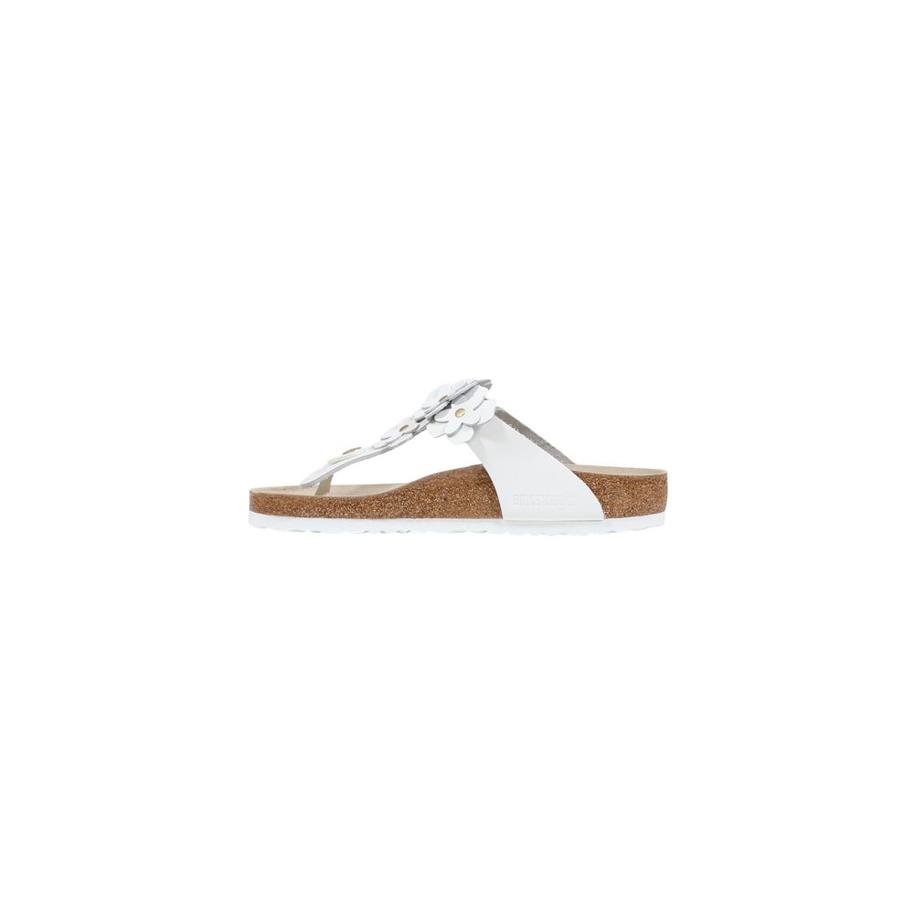 Birkenstock White Leather Flat Sandals - Luxe Nova