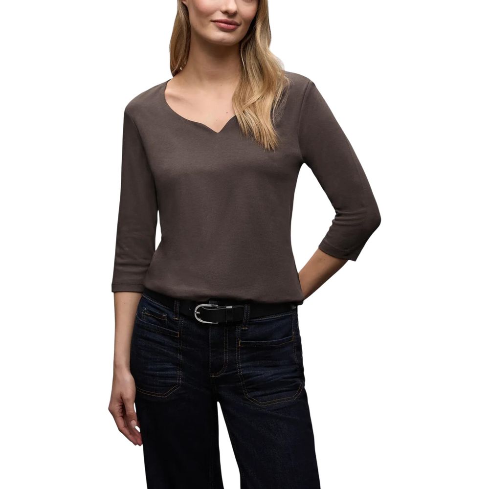 Street One Brown Cotton Long Sleeve T-Shirt - Luxe Nova