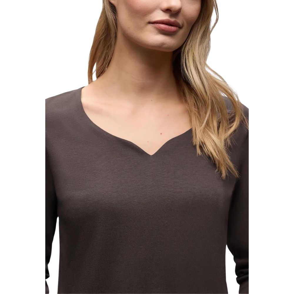 Street One Brown Cotton Long Sleeve T-Shirt - Luxe Nova