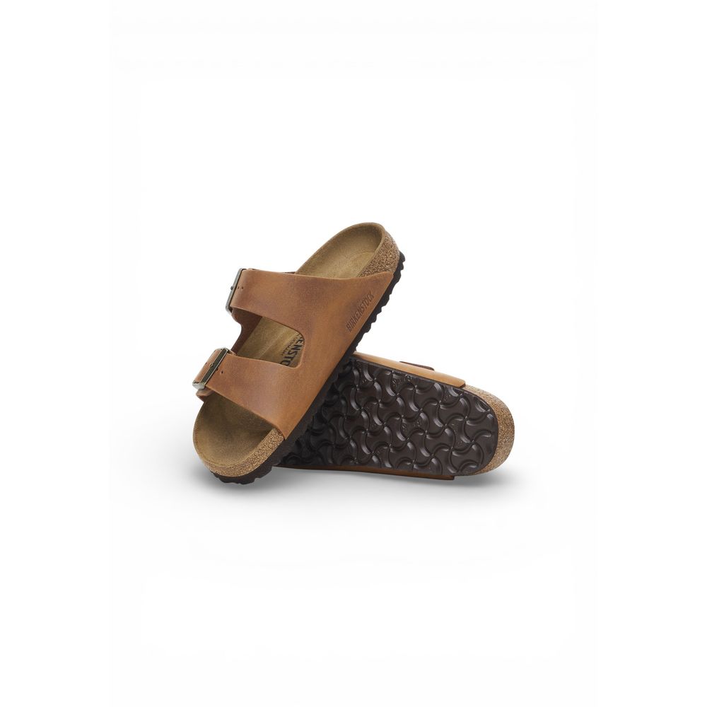 Birkenstock Brown Leather Flat Sandals - Luxe Nova