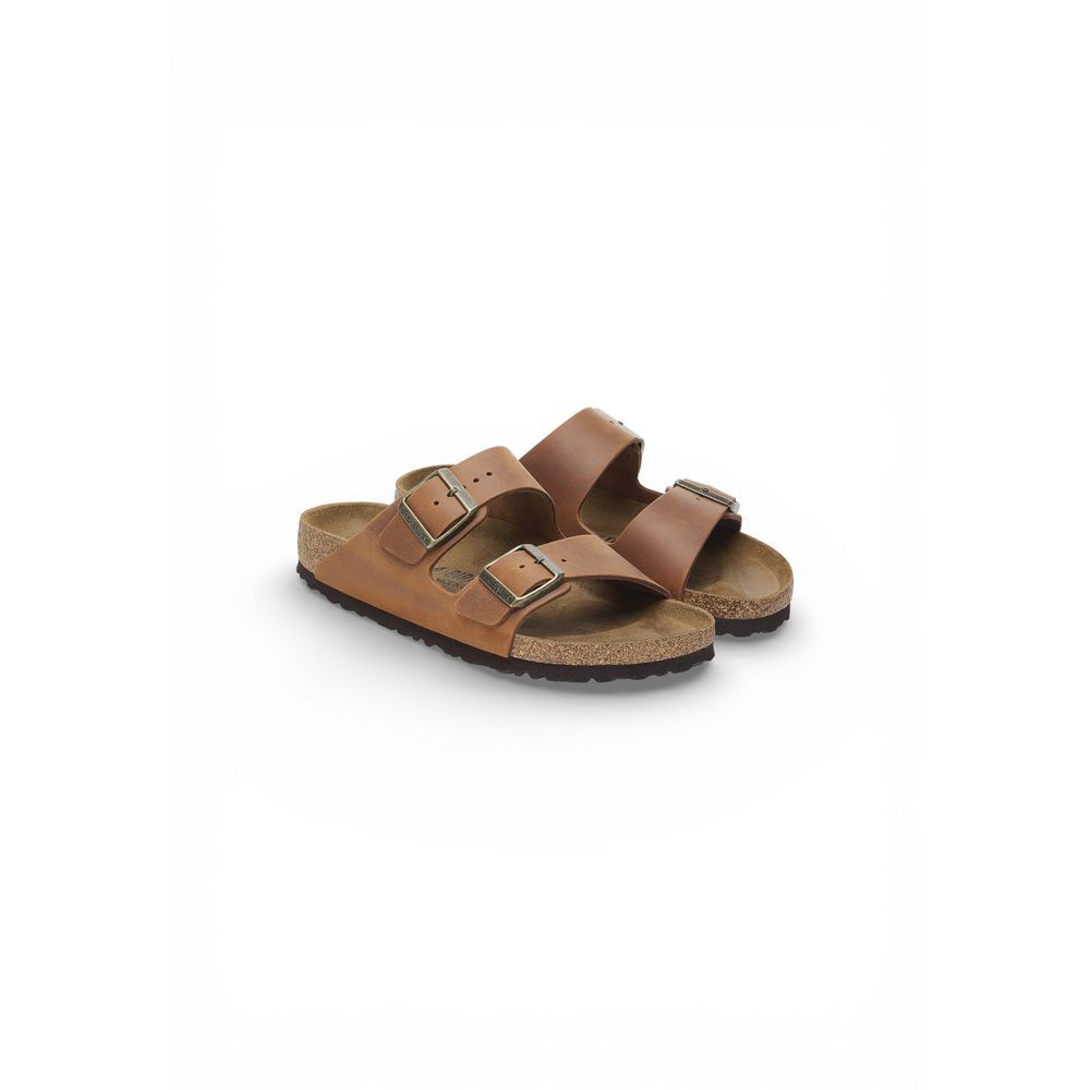 Birkenstock Brown Leather Flat Sandals - Luxe Nova