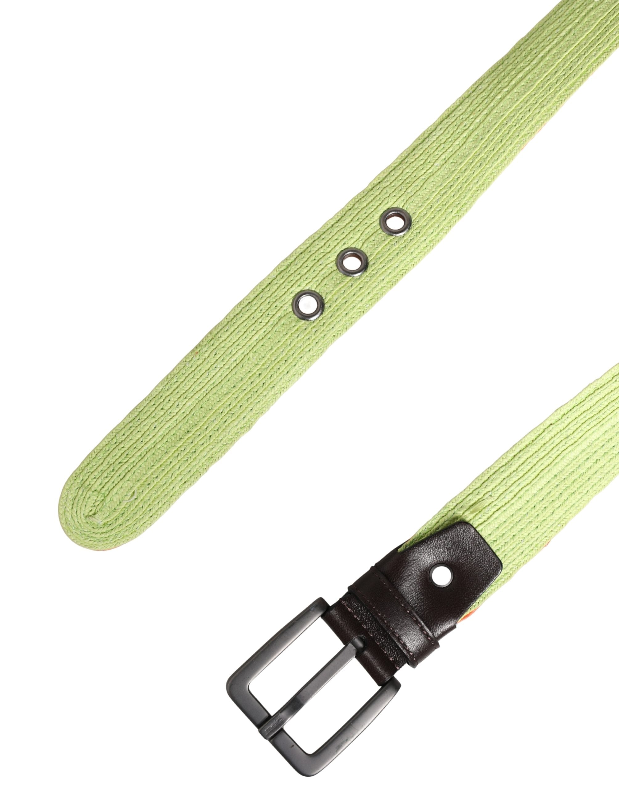 Malo Green Orange Braided Metal Buckle Waist Cintura Belt - Luxe Nova