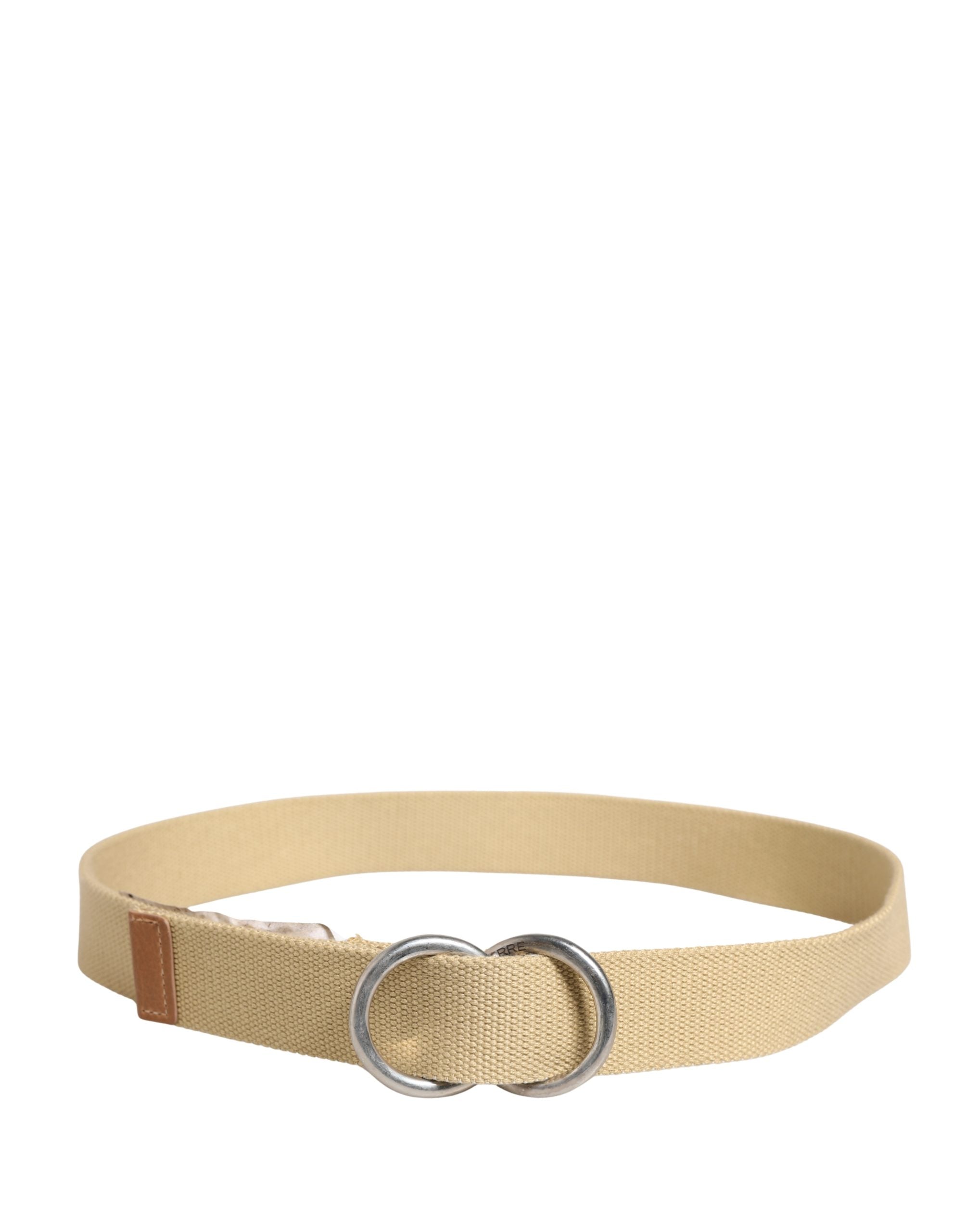 GF Ferre Men Beige Canvas Silver Metal Buckle Cintura Belt - Luxe Nova