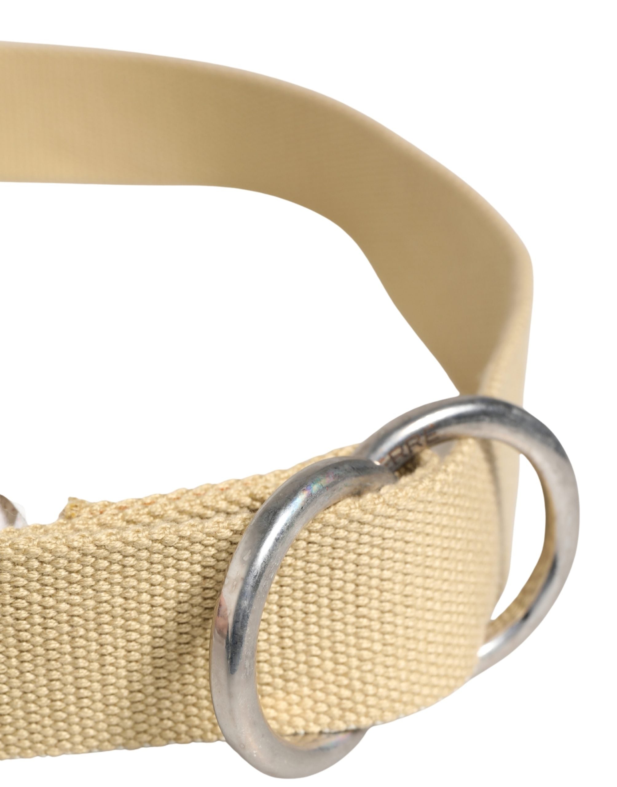 GF Ferre Men Beige Canvas Silver Metal Buckle Cintura Belt - Luxe Nova