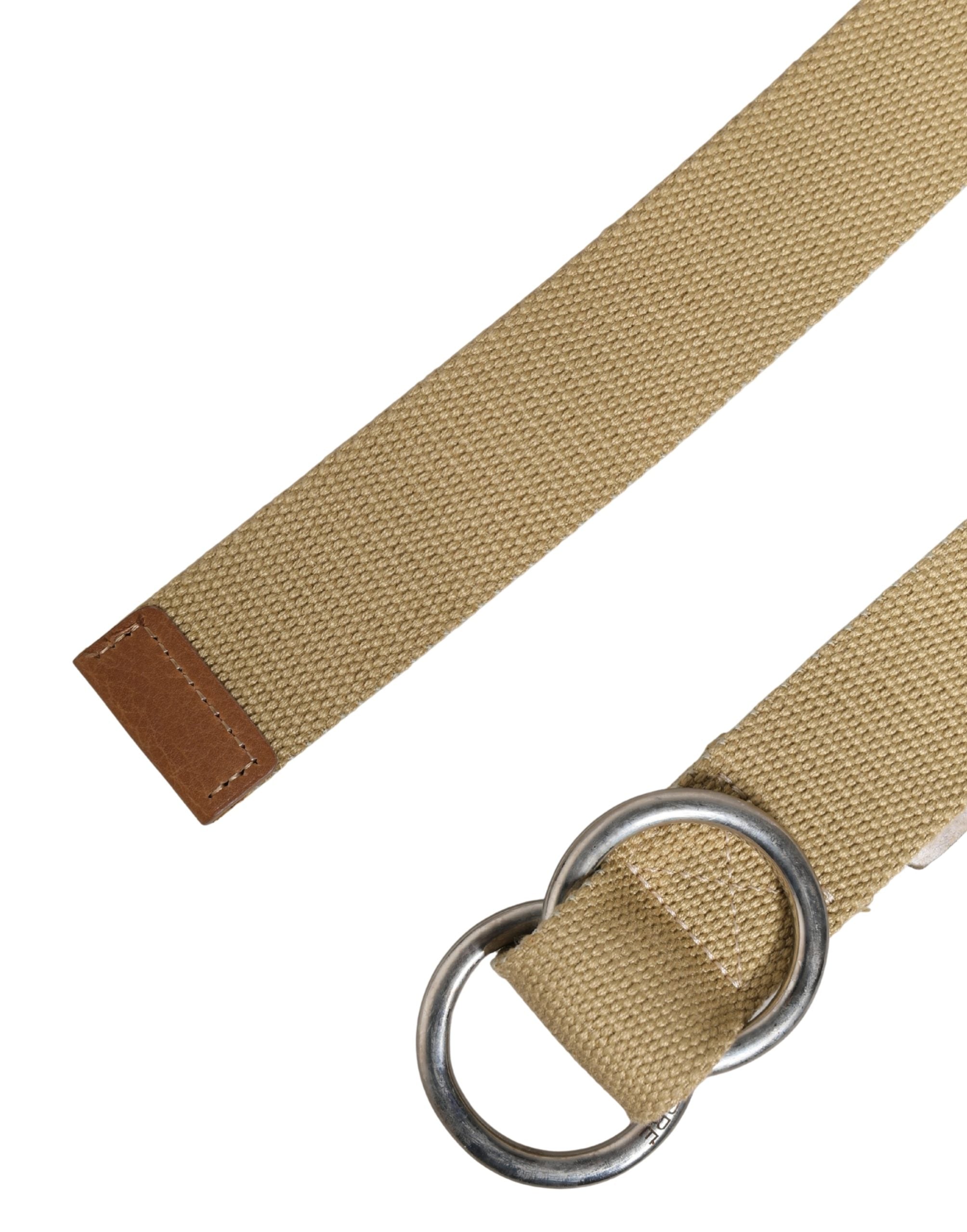 GF Ferre Men Beige Canvas Silver Metal Buckle Cintura Belt - Luxe Nova