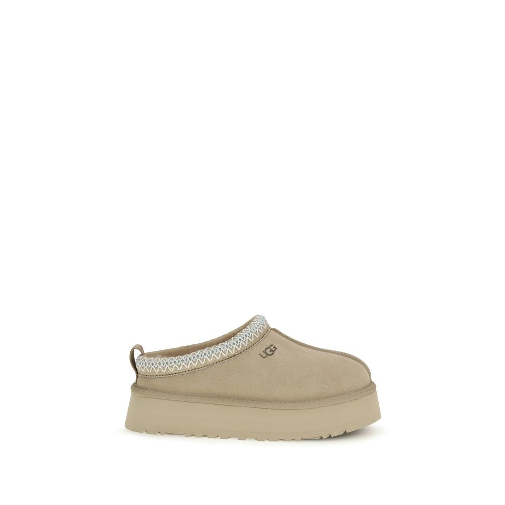 UGG Beige Calf Leather Bos Taurus Mules - Luxe Nova