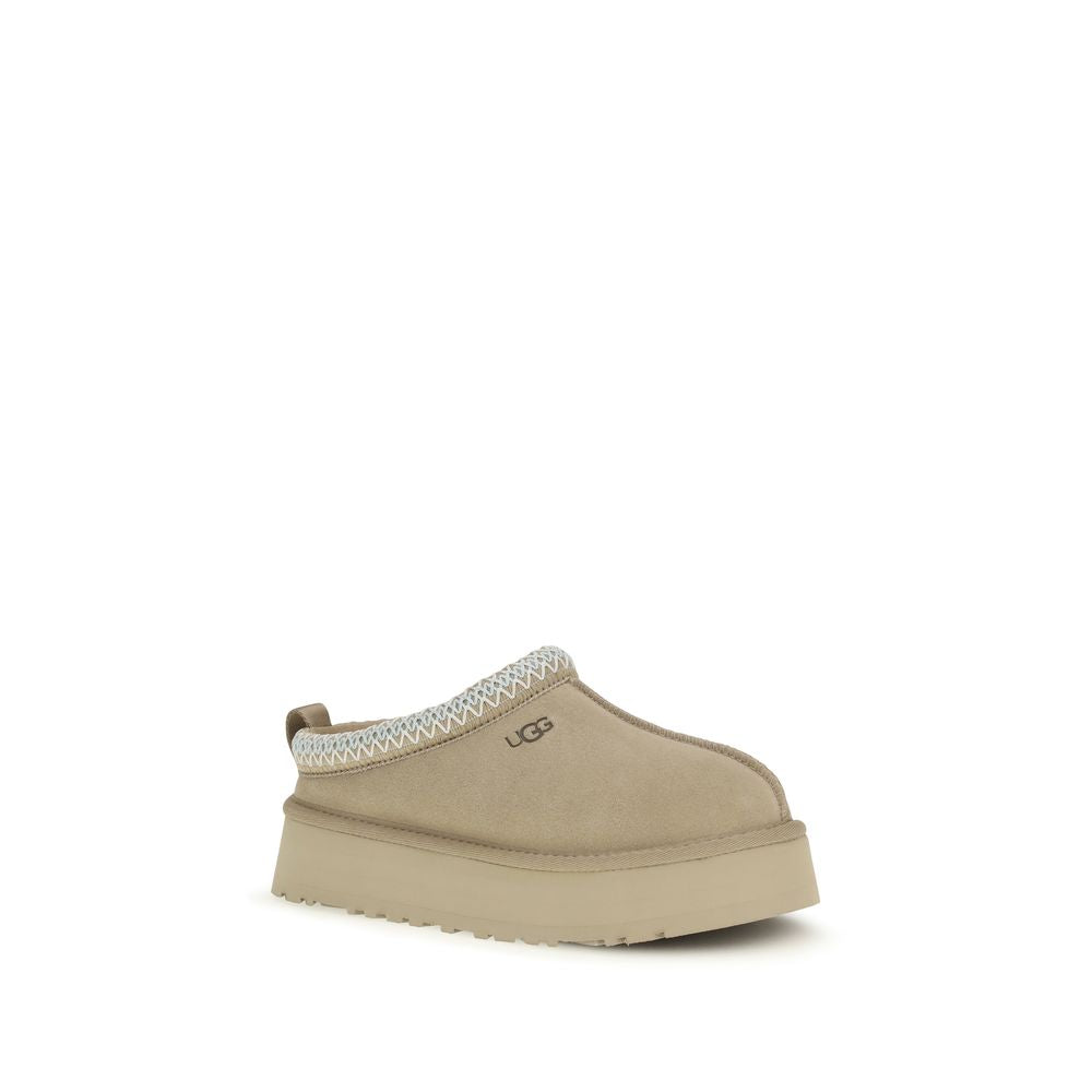 UGG Beige Calf Leather Bos Taurus Mules - Luxe Nova