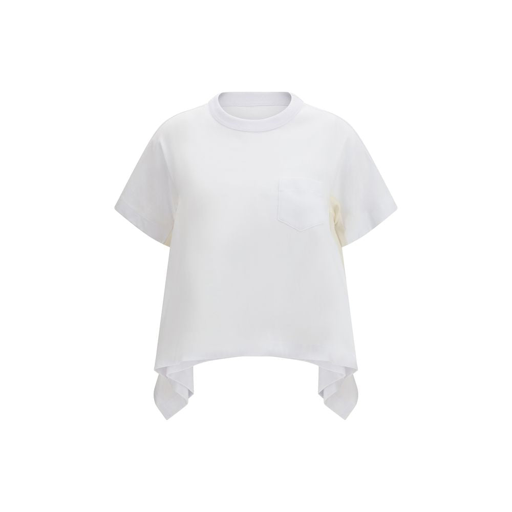 Sacai White Cotton T-Shirt - Luxe Nova