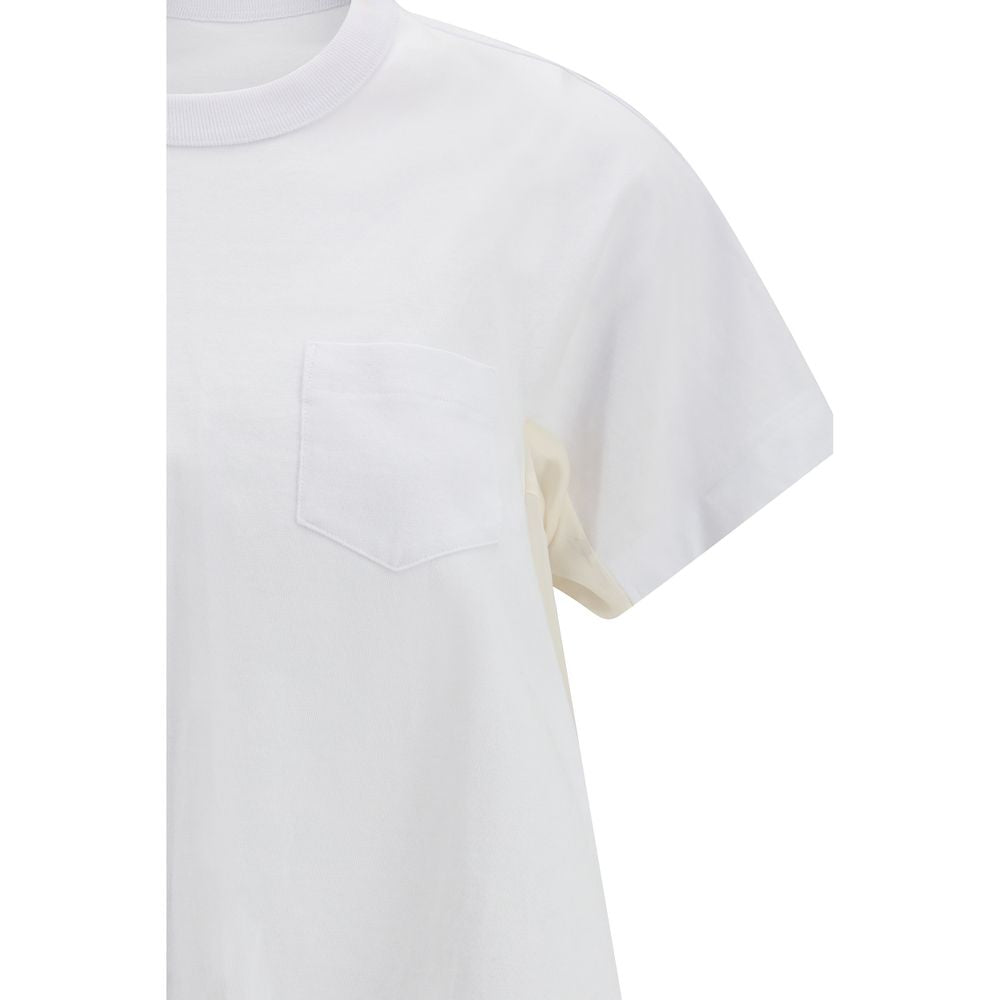 Sacai White Cotton T-Shirt - Luxe Nova