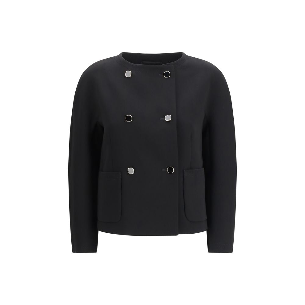 Max Mara Black Triacetate Full-Length Jacket - Luxe Nova