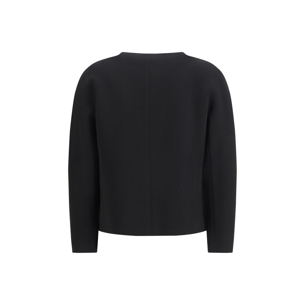 Max Mara Black Triacetate Full-Length Jacket - Luxe Nova