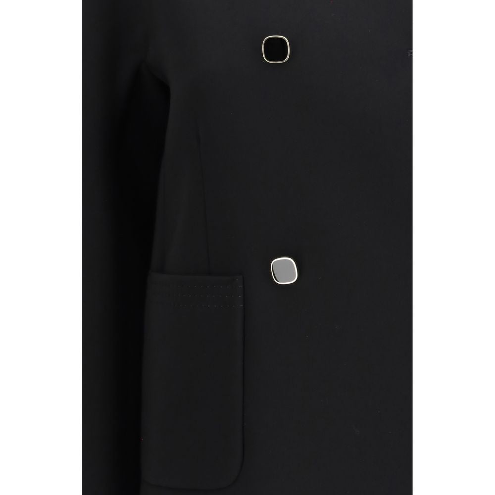 Max Mara Black Triacetate Full-Length Jacket - Luxe Nova