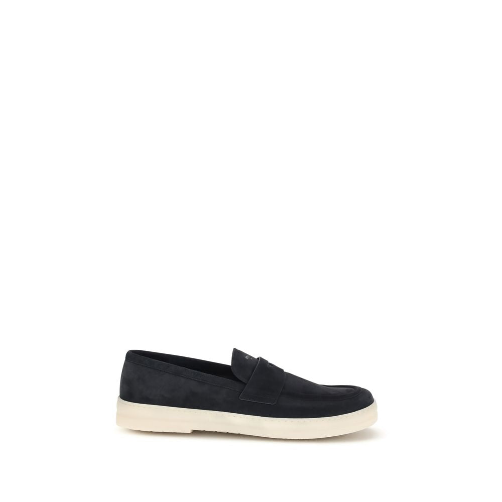 Prada Blue Calf Leather Bos Taurus Slip-On Loafers - Luxe Nova