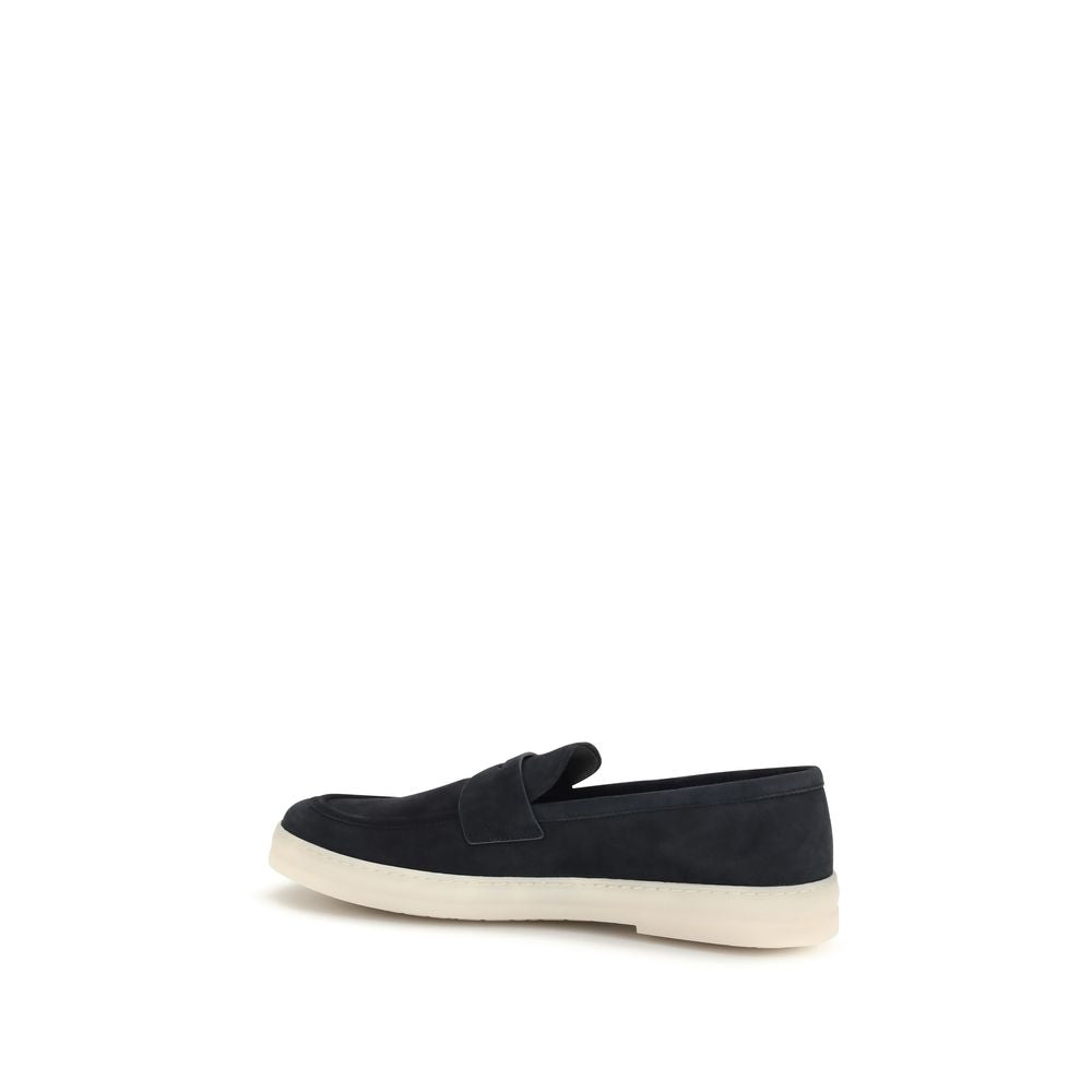 Prada Blue Calf Leather Bos Taurus Slip-On Loafers - Luxe Nova