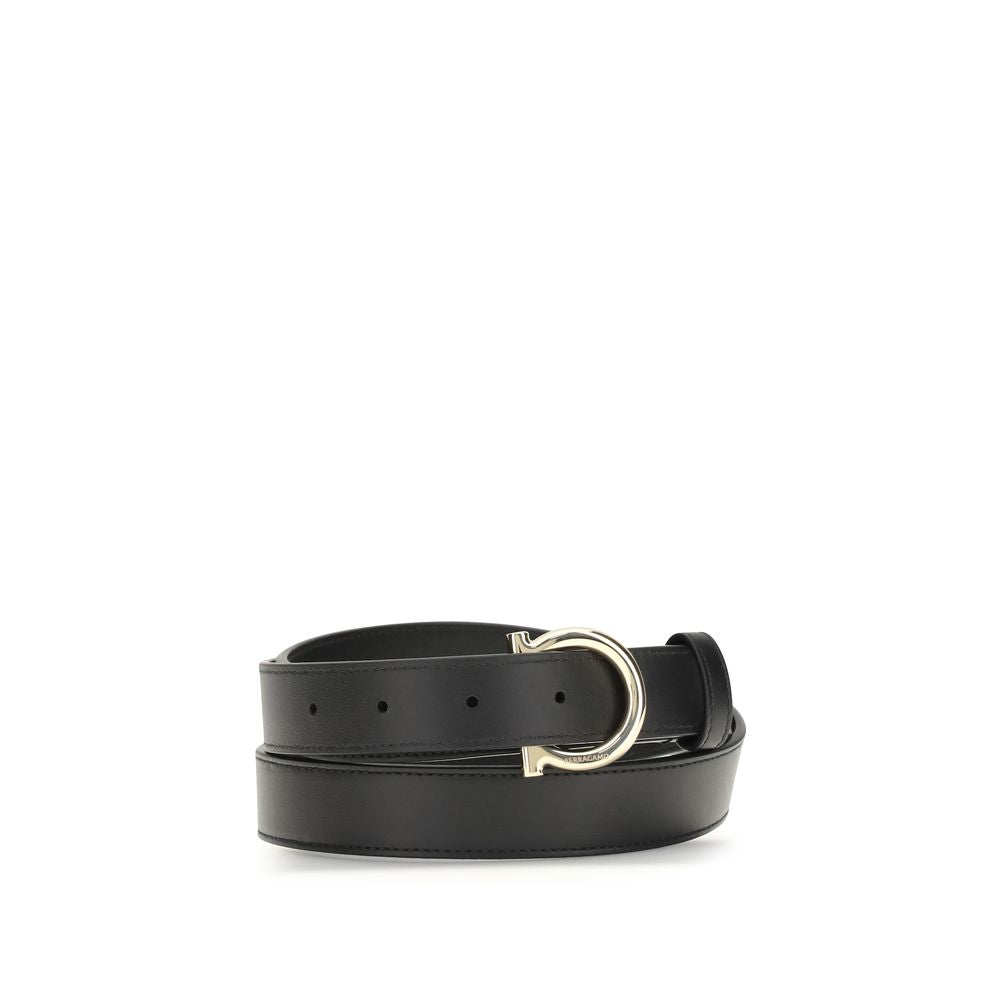 Ferragamo Black Calf Leather Bos Taurus Regular Belt - Luxe Nova