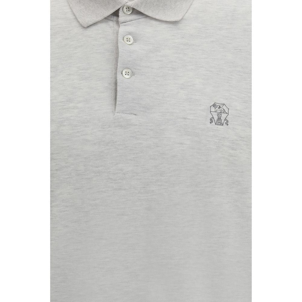 Brunello Cucinelli Gray Cotton Polo Shirt - Luxe Nova