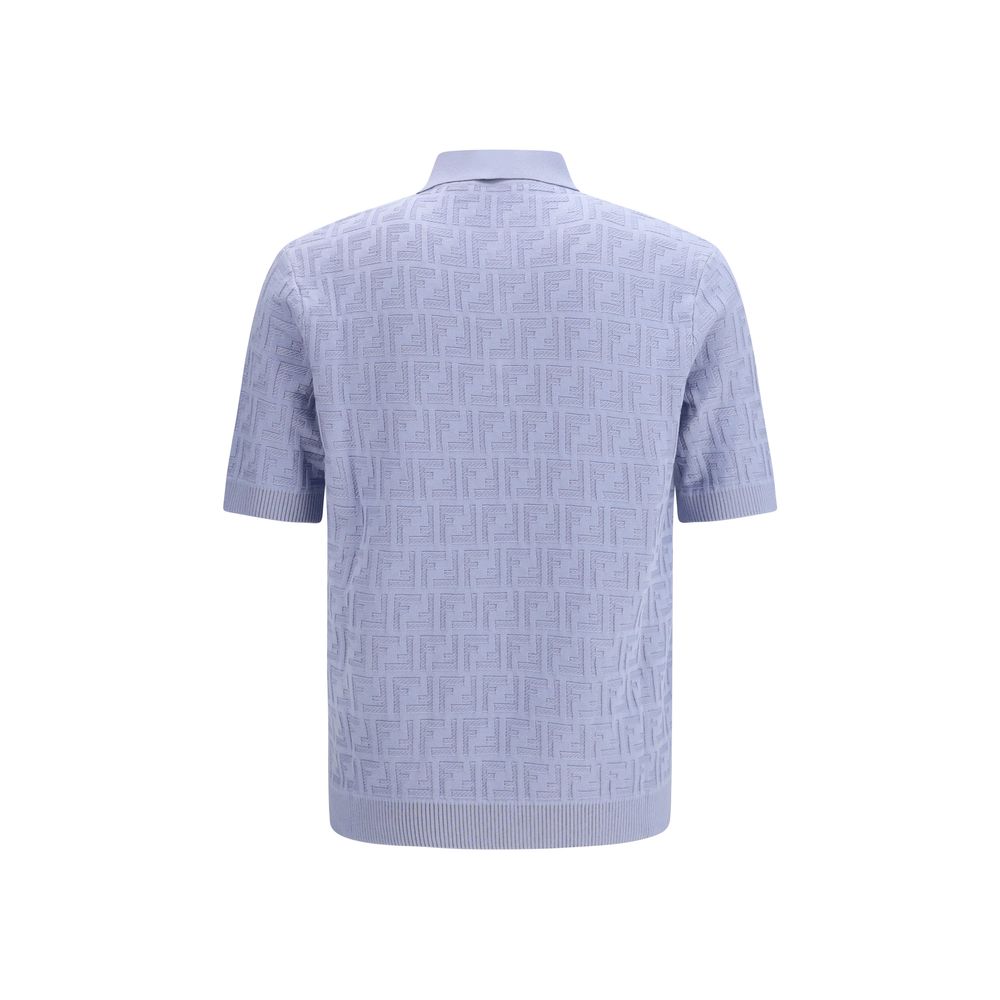 Fendi Blue Cotton Polo Shirt - Luxe Nova