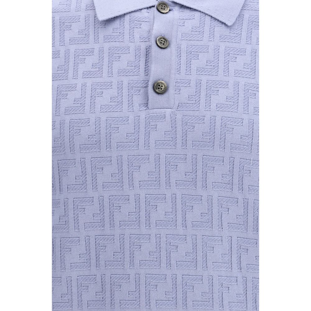 Fendi Blue Cotton Polo Shirt - Luxe Nova