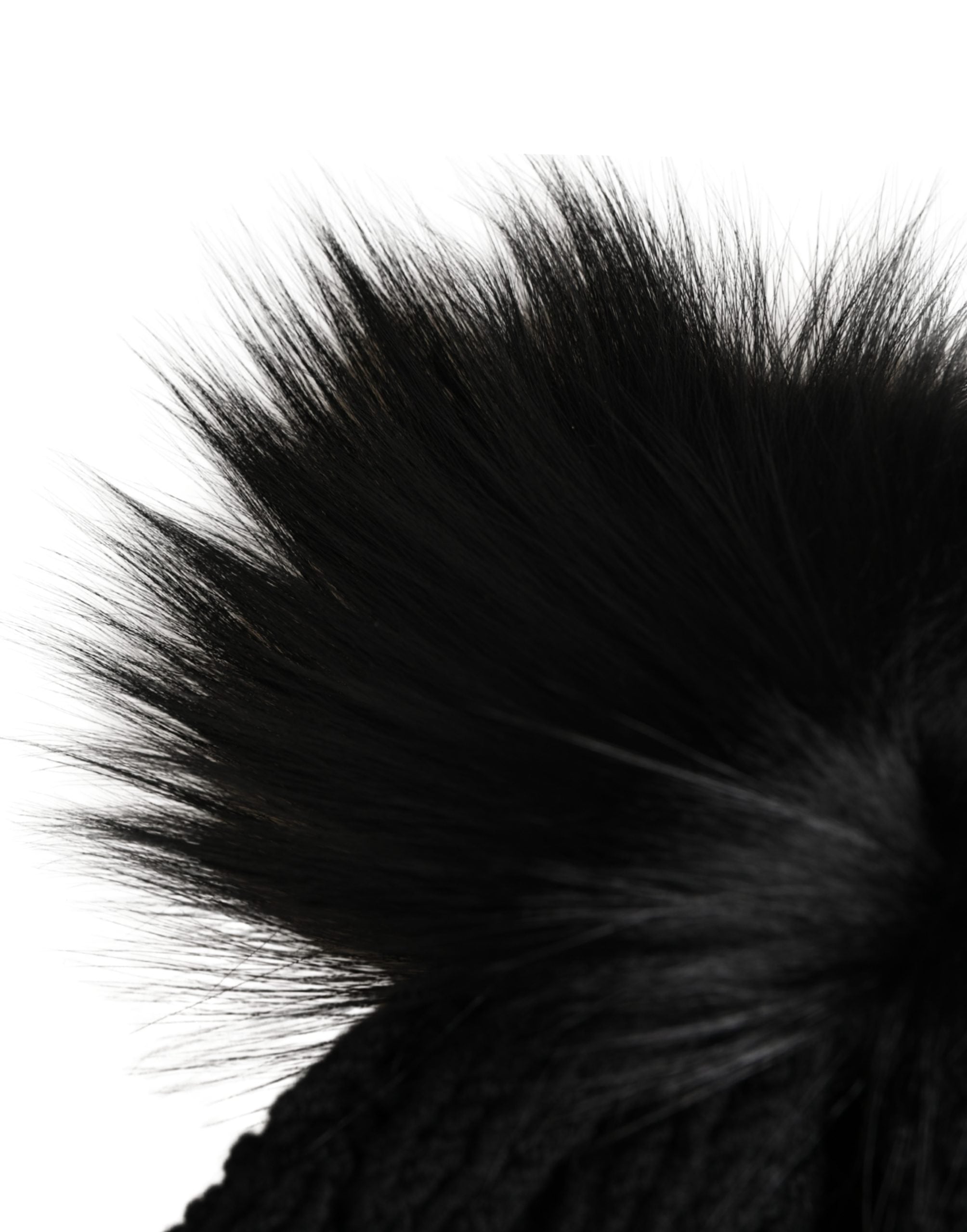 Dolce & Gabbana Black Acrylic Knitted Fur Winter Beanie