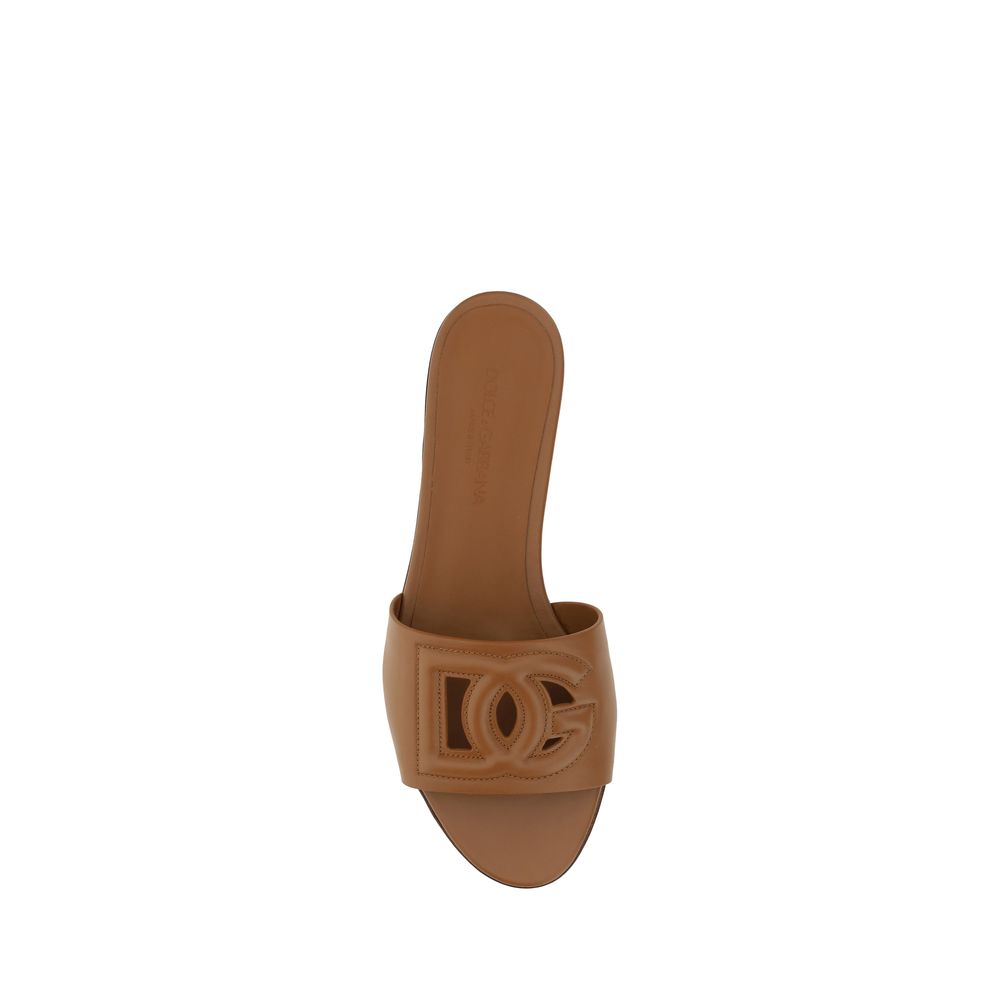 Dolce & Gabbana Brown Calf Leather Bos Taurus Flat Sandals - Luxe Nova