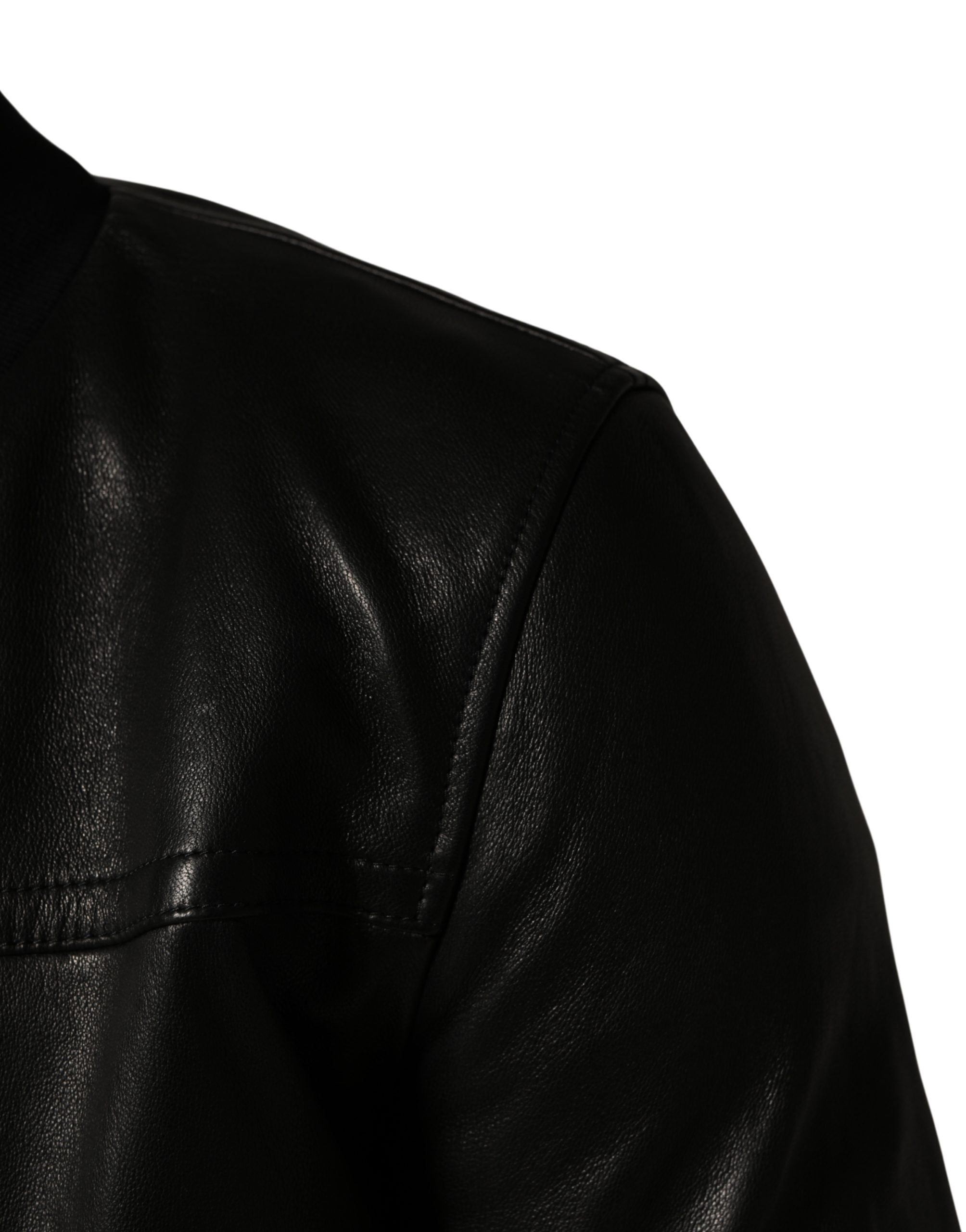 Dolce & Gabbana Black Lamb Leather Full Zip Biker  Jacket