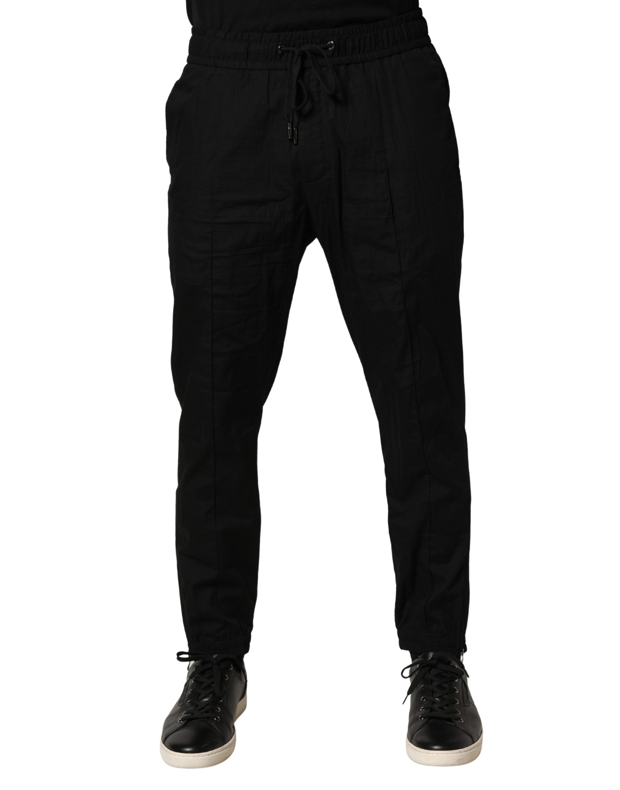 Dolce & Gabbana Black Cotton Skinny Men Jogger Trouser Pants - Luxe Nova