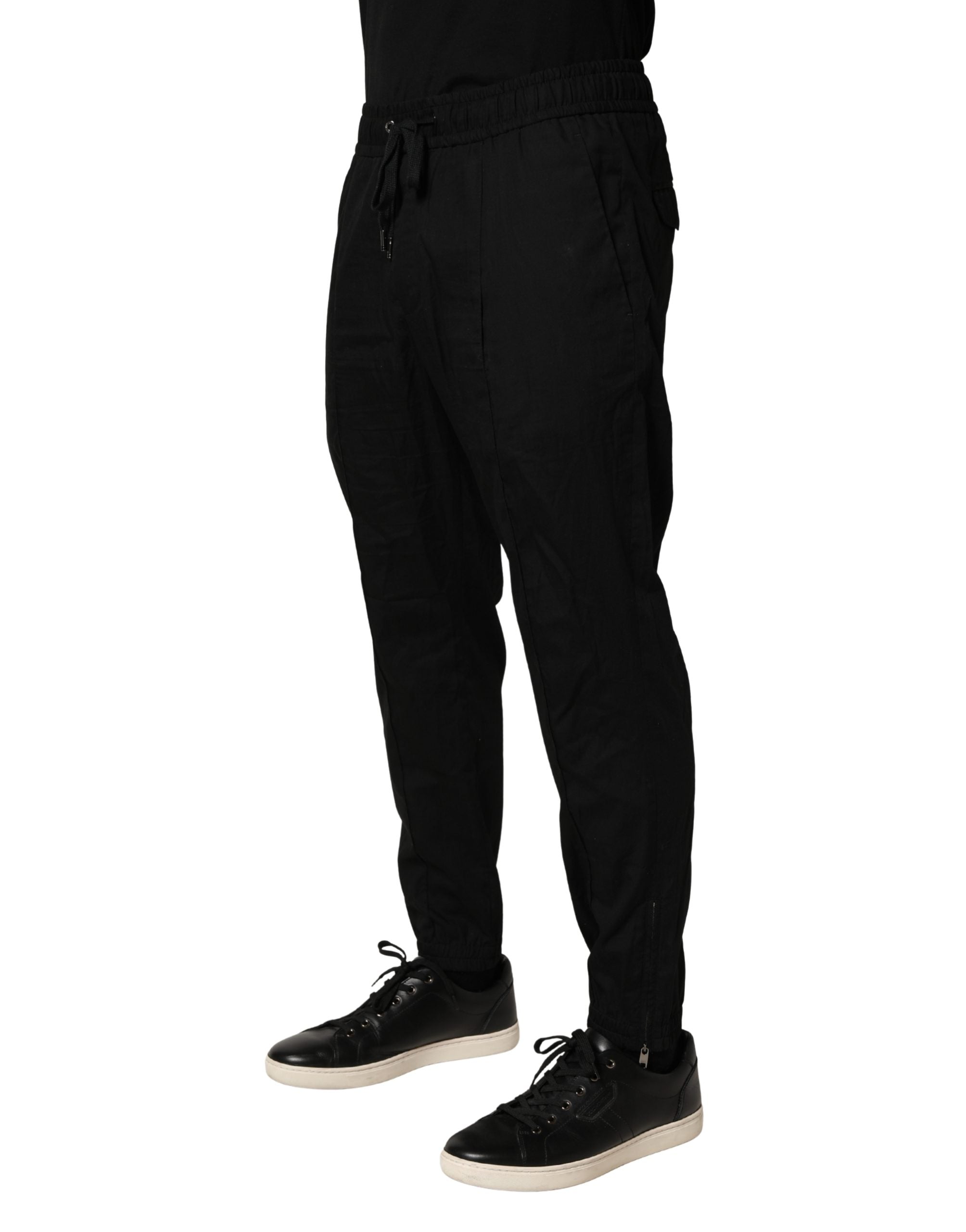 Dolce & Gabbana Black Cotton Skinny Men Jogger Trouser Pants - Luxe Nova
