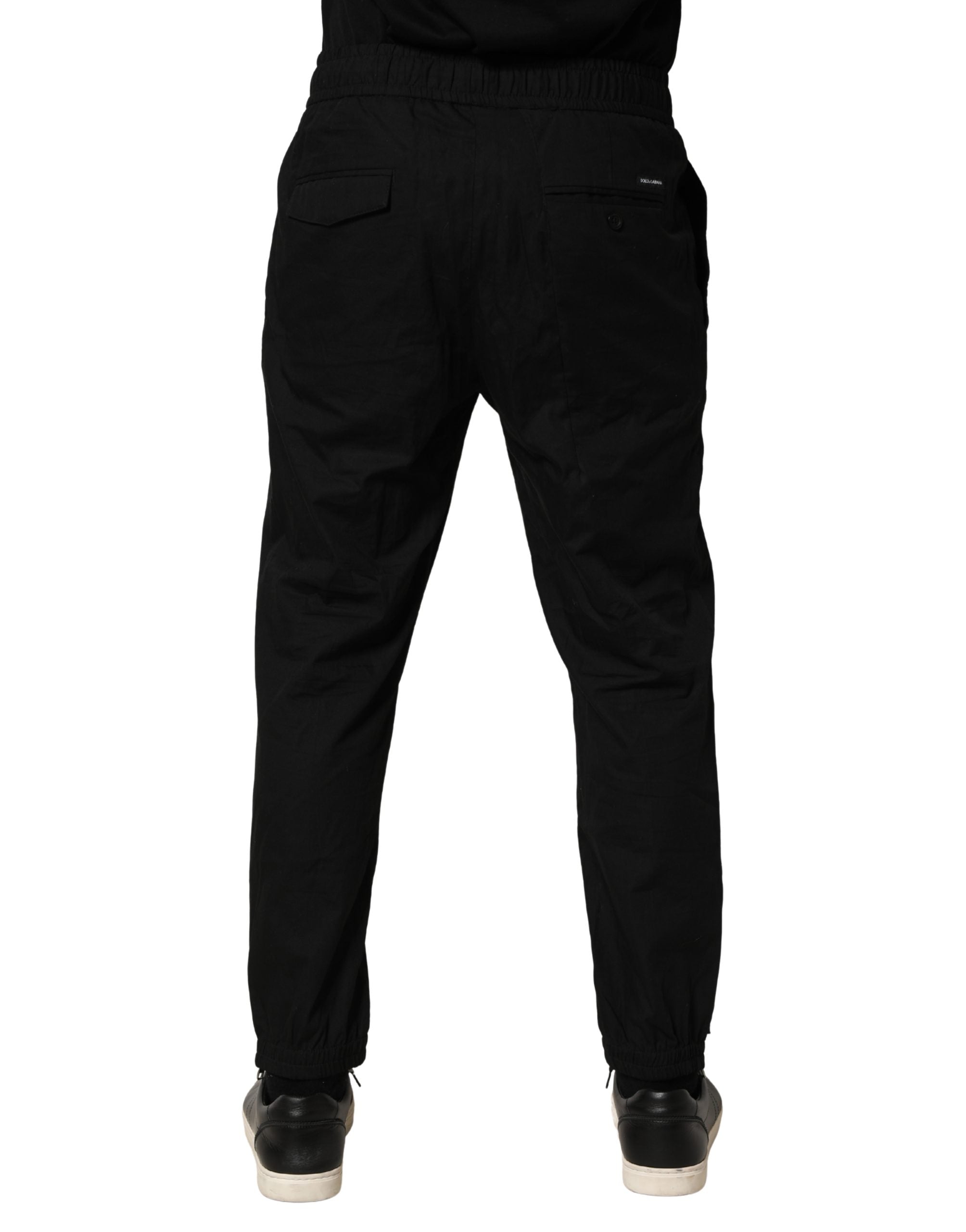 Dolce & Gabbana Black Cotton Skinny Men Jogger Trouser Pants - Luxe Nova
