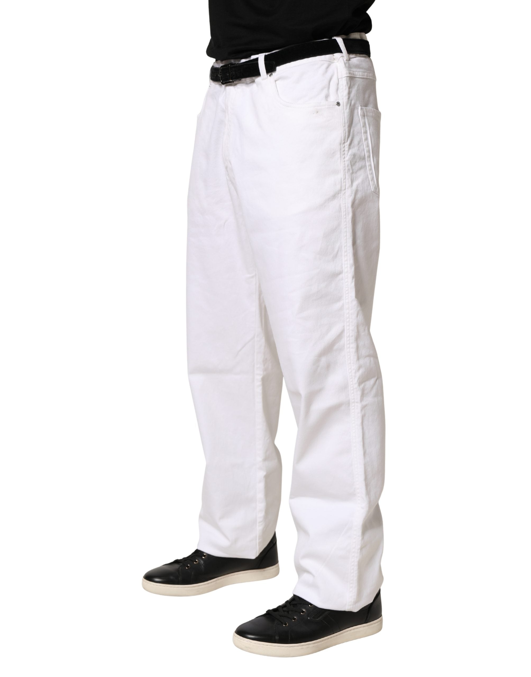 Paul & Shark White Straight Mid Waist Denim Trouser Jeans