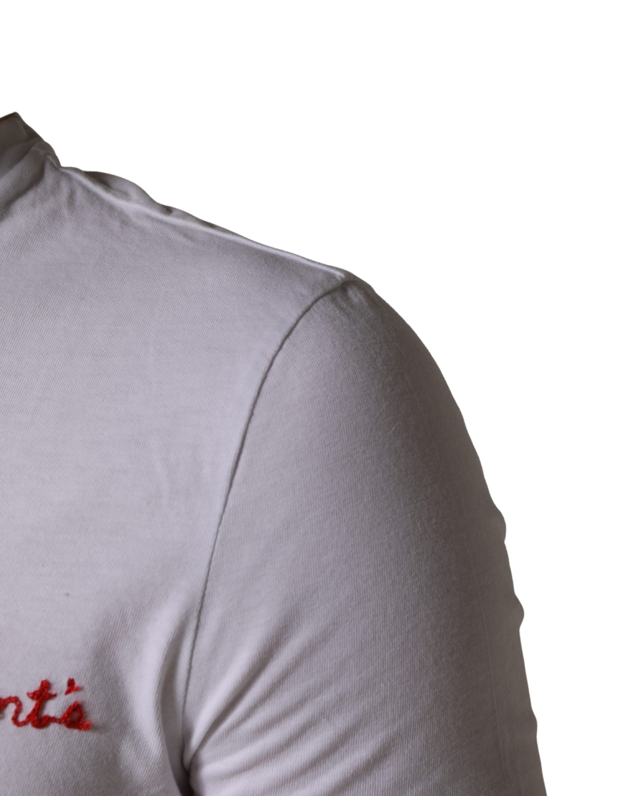 President's White Logo Embroidery Cotton Men Crew Neck T-shirt