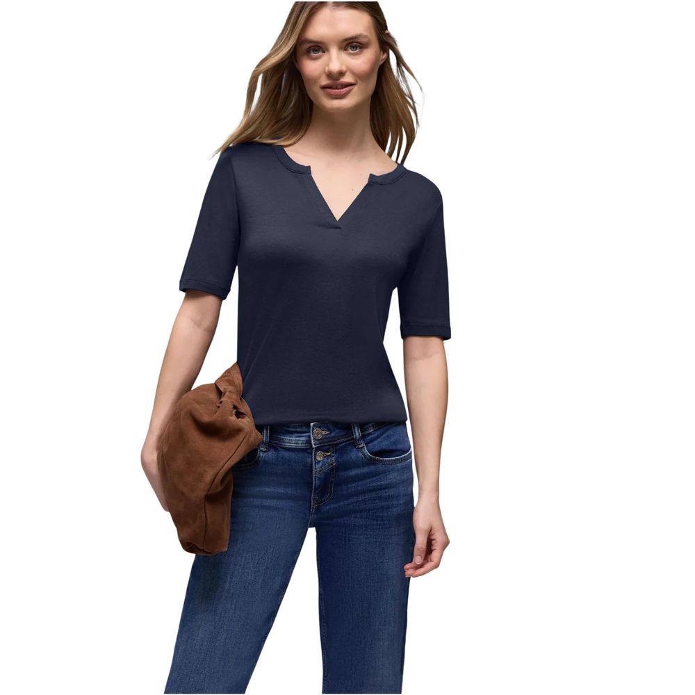 Street One Blue Cotton T-Shirt - Luxe Nova