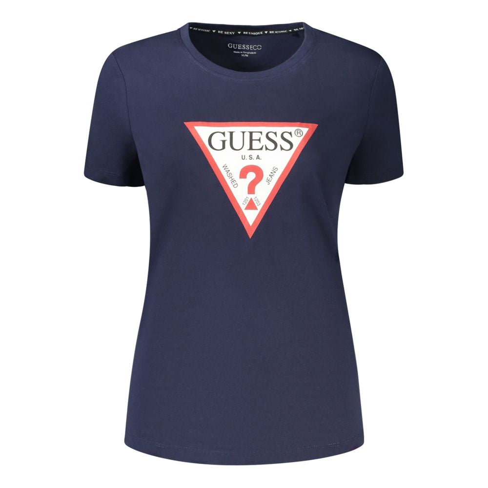 Guess Jeans Blue Organic Cotton Women T-Shirt - Luxe Nova