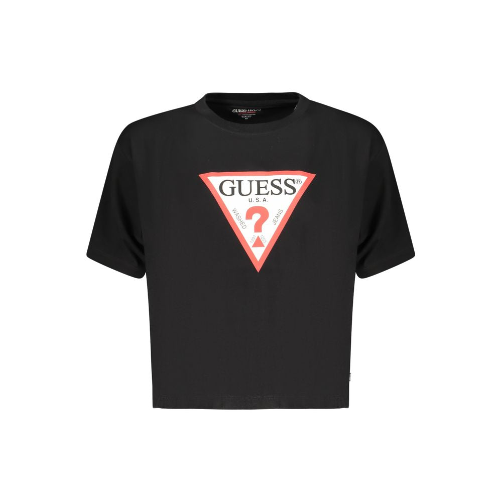 Guess Jeans Black Cotton Women T-Shirt - Luxe Nova