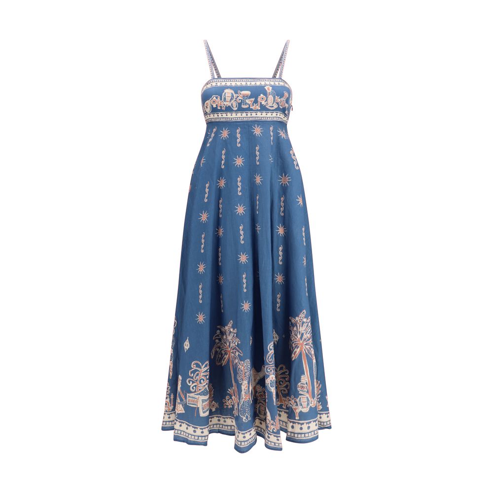 Alemais Blue Linen Casual Dress - Luxe Nova