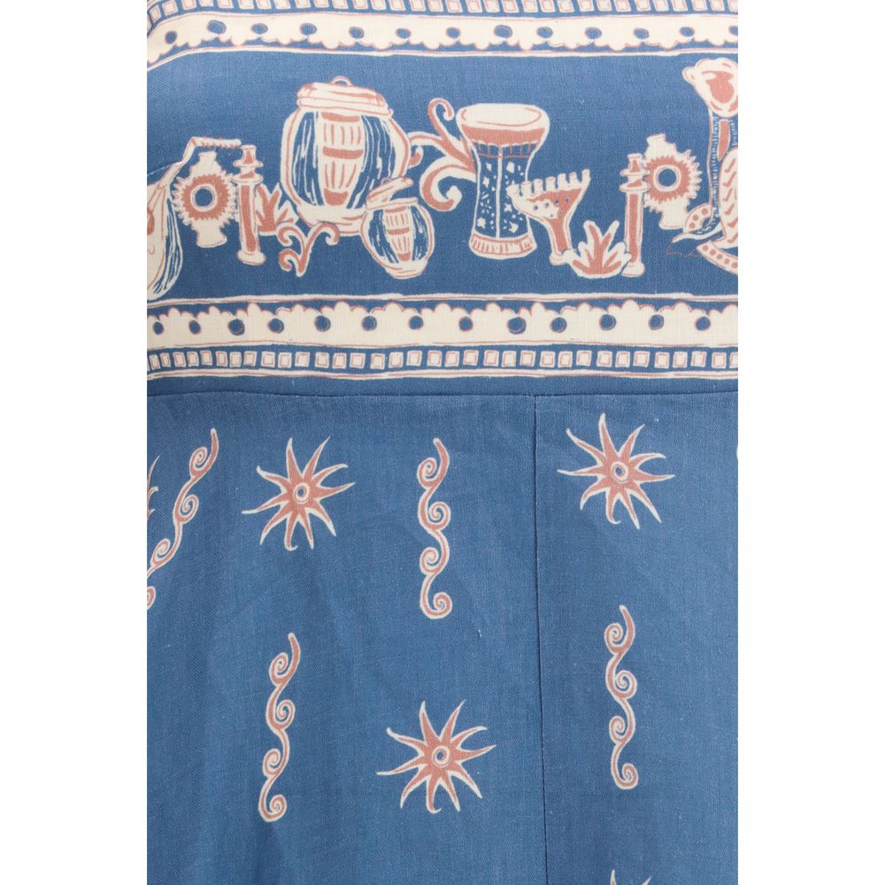 Alemais Blue Linen Casual Dress - Luxe Nova