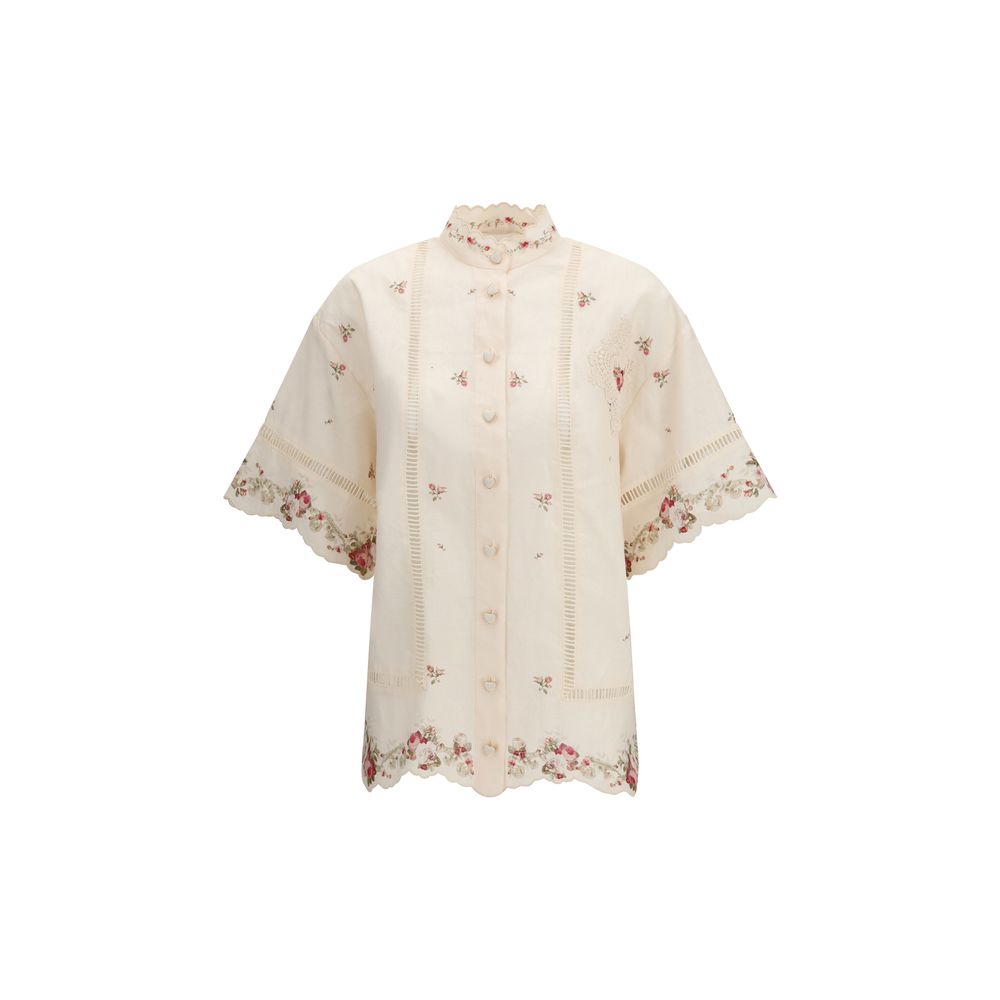 Zimmermann Beige Linen Pattern Shirt - Luxe Nova