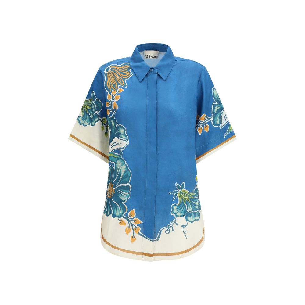 Alemais Blue Linen Pattern Shirt - Luxe Nova
